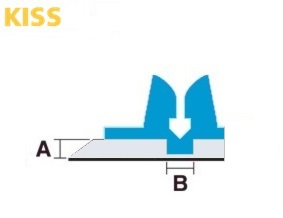 kiss crease 0.45 x 1.3 mm (2pt) off center / (36st. á 70cm)
